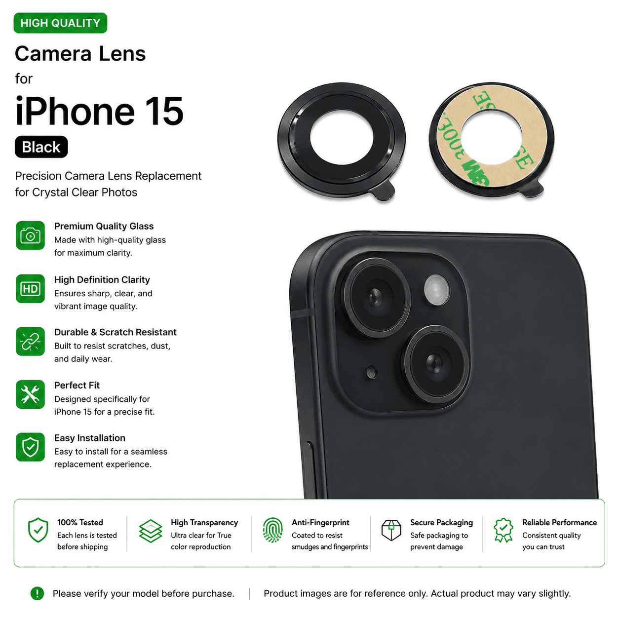 Camera Lens for Apple iPhone 15
