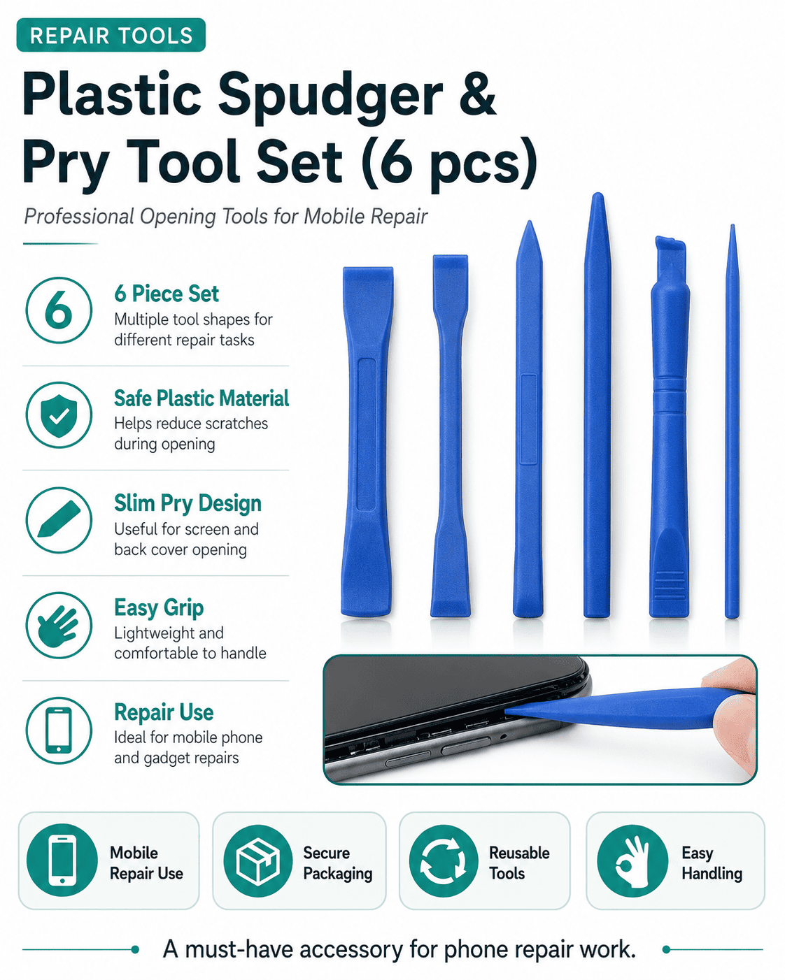 Plastic Spudger & Pry Tool Set (6 pcs)