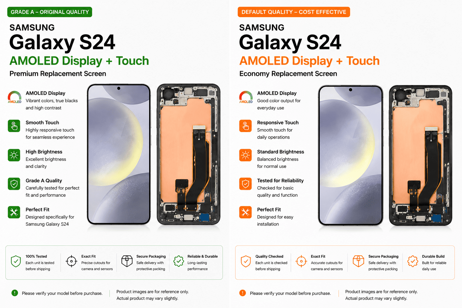 Samsung Galaxy S24 AMOLED Display + Touch