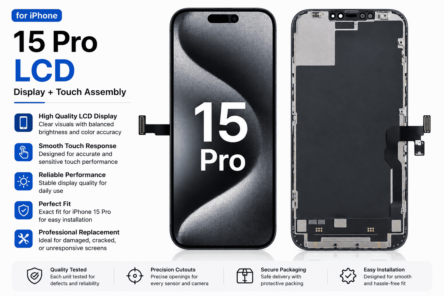 iPhone 15 Pro LCD Display + Touch Assembly